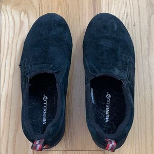 Black Suede Merrell Jungle Moc Kids 4M Shoes